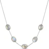 Oval Rainbow Moonstone Necklace, Sterling Silver Hot