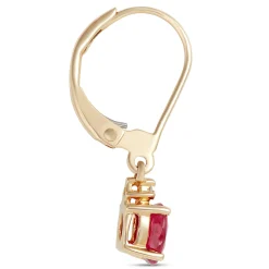 Oval Ruby and Diamond Dangle Earrings, 14K Yellow Gold New