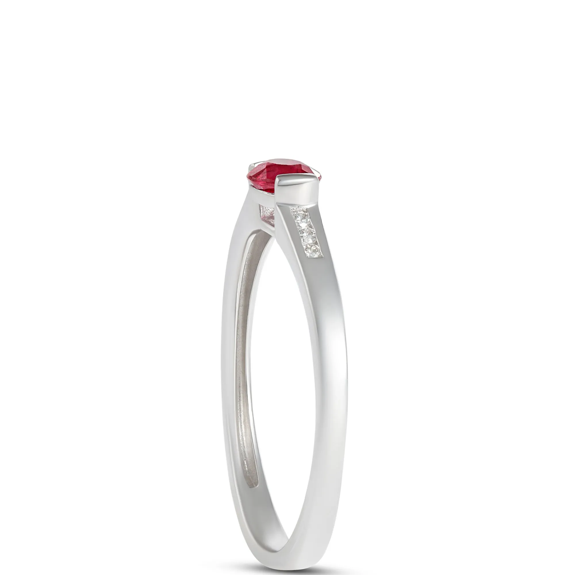 Oval Ruby and Diamond Ring, 14K White Gold Outlet