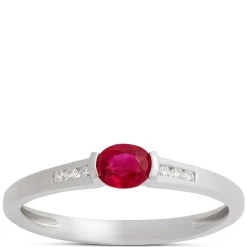 Oval Ruby and Diamond Ring, 14K White Gold Outlet