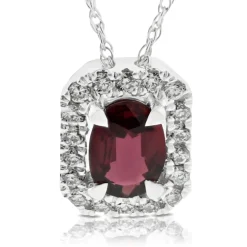 Oval Ruby & Diamond Halo Pendant 14K Best