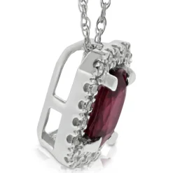 Oval Ruby & Diamond Halo Pendant 14K Best