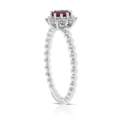 Oval Ruby & Diamond Halo Ring 14K Sale