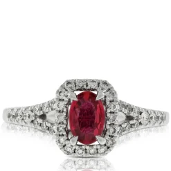 Oval Ruby & Diamond Ring 14K Sale