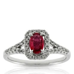 Oval Ruby & Diamond Ring 14K Sale