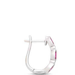 Oval Ruby Hoops, 14K White Gold Discount