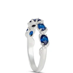 Oval Sapphire and Diamond Ring, 14K White Gold Clearance