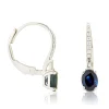 Oval Sapphire & Diamond Drop Earrings 14K Outlet