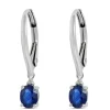Oval Sapphire Leverback Earrings, 14K White Gold Best