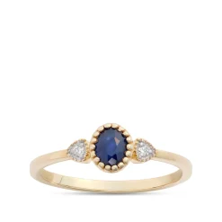 Oval Sapphire Ring, 14K Yellow Gold New