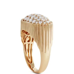 Oval Shaped Pave Diamond Ring, 14K Yellow Gold Discount