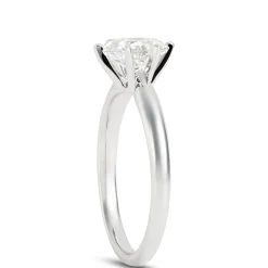 Oval Solitaire Diamond Engagement Ring, 14K White Gold New