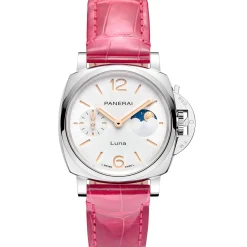 Panerai Luminor Due Luna Watch White Dial Pink Leather Strap, 38mm Discount