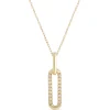 Paperclip Drop Diamond Necklace, 14K Yellow Gold Hot