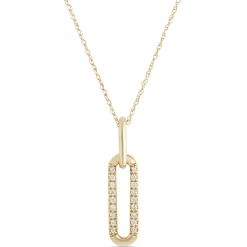 Paperclip Drop Diamond Necklace, 14K Yellow Gold Hot
