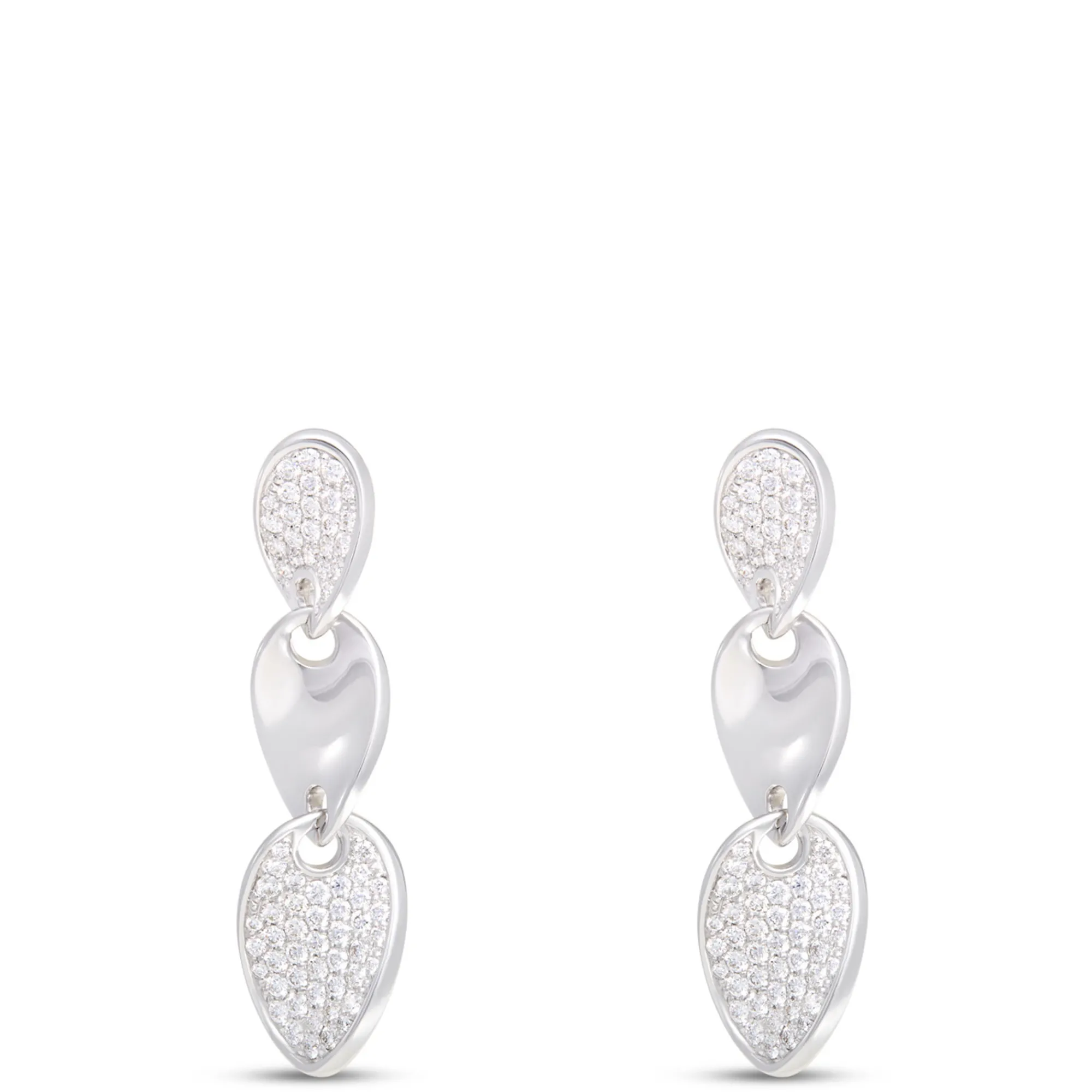 Pave Diamond Dangle Earrings, ¾ Total Carat Weight, 14K White Gold Online