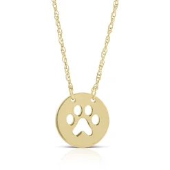 Paw Print Cut Out Mini Disc Necklace 14K New