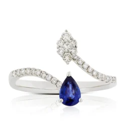 Pear Sapphire & Diamond Cluster Split Shank Ring 14K Online