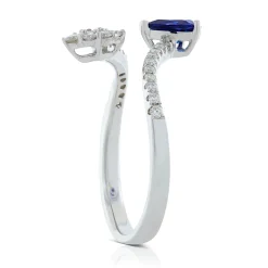 Pear Sapphire & Diamond Cluster Split Shank Ring 14K Online