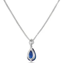 Pear Sapphire & Diamond Necklace 14K Hot