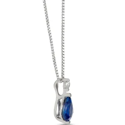 Pear Sapphire & Diamond Necklace 14K Hot