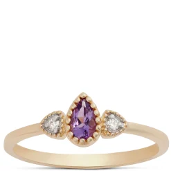 Pear Shaped Amethyst and Diamond Ring, 14K Yellow Gold Online