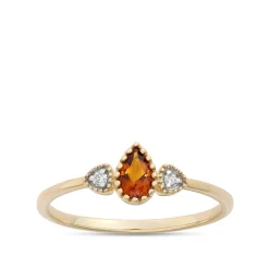 Pear Shaped Citrine Ring, 14K Yellow Gold Hot