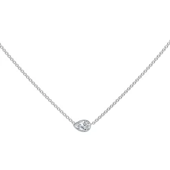 Pear Shaped Diamond Necklace, 18K White Gold