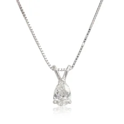 Pear Shaped Diamond Pendant, ⅓ Carat Total Weight, 14K White Gold Hot