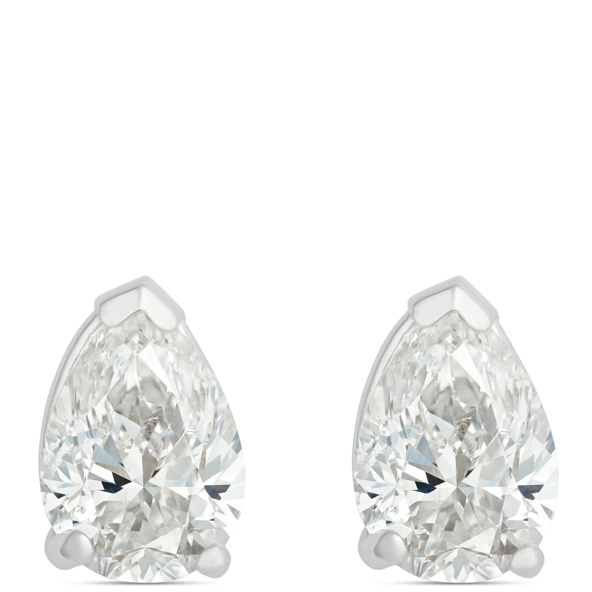 Pear Shaped Diamond Studs, 1 Carat Total Weight, in 14K White Gold