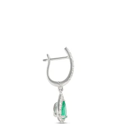 Pear-Shaped Emerald and Diamond Earrings, ⅓ Total Carat Weight, 14K White Gold Clearance