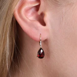Pear Shaped Garnet & Diamond Earrings 14K Outlet
