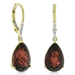 Pear Shaped Garnet & Diamond Earrings 14K Outlet