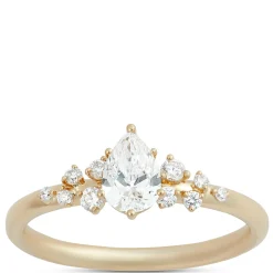 Pear Shape Diamond Engagement Ring, 14K Yellow Gold Clearance