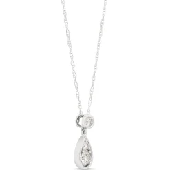 Pear Shaped Pendant with Round Diamonds, ⅓ Total Carat Weight, 14K White Gold Outlet