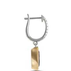 Pear Shaped RhodoliteHoops, 1/10 Total Carat Weight, 14K Two-Tone Clearance