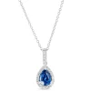 Pear-Shaped Sapphire and Diamond Pendant Necklace, 14K White Gold Sale