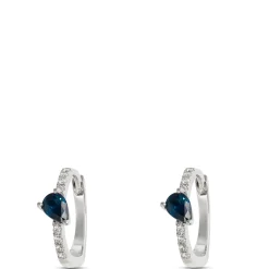 Pear Shaped Sapphire Earrings, 14K White Gold Clearance