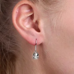 Pear Shaped White Topaz & Diamond Earrings 14K Best