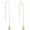 Peridot and White Topaz Threader Earrings, 14K Yellow Gold