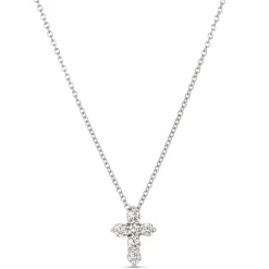 Petite Diamond Cross Pendant, 14K White Gold Sale