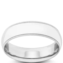 Polished Milgrain Edge Comfort Fit 6mm Band in Platinum Outlet