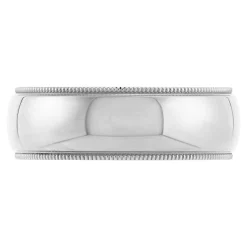 Polished Milgrain Edge Comfort Fit 7mm Band in Platinum Outlet