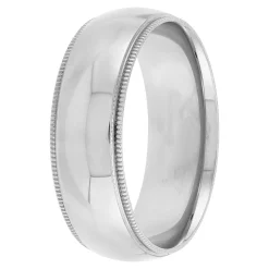 Polished Milgrain Edge Comfort Fit 7mm Band in Platinum Outlet