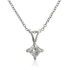Princess Cut Diamond Pendant, ⅜ Carat Total Weight, 14K White Gold