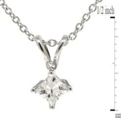 Princess Cut Diamond Pendant, ¼ Carat Total Weight, 14K White Gold Hot