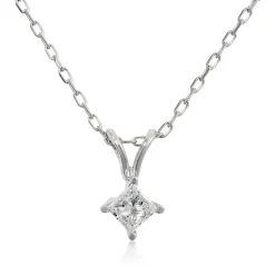 Princess Cut Diamond Pendant, ¼ Carat Total Weight, 14K White Gold Hot
