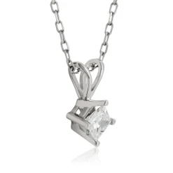 Princess Cut Diamond Pendant, ¼ Carat Total Weight, 14K White Gold Hot