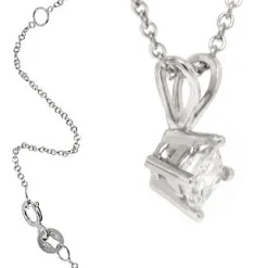 Princess Cut Diamond Pendant, ¼ Carat Total Weight, 14K White Gold Hot