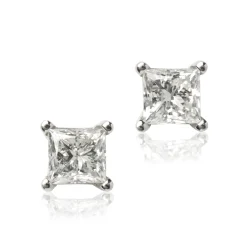 Princess Cut Diamond Studs, 1 Carat Total Weight, in 14K White Gold Outlet